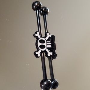 Industrial Piercing Body Jewelry  Skull n Crossbone 14G Black Barbells